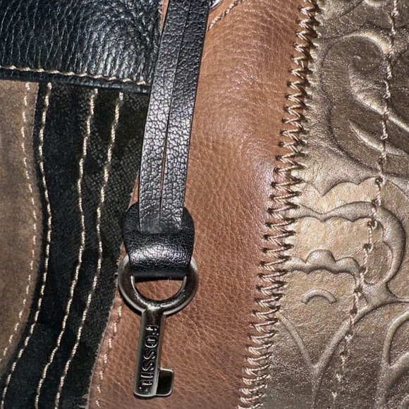 Fossil Pathwork Hobo Shoulder Bag Purse - Picture 3 of 8